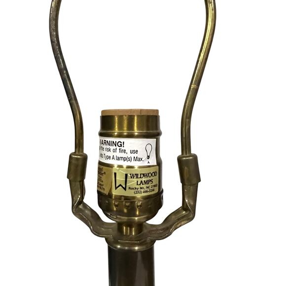 Vintage Wildwood Table Lamp Antique Brass Green Marble Fluted Art Deco Revival - Picture 7 of 15